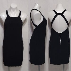 Sandro Designer Black Mini Dress Strappy Open Back Elegant Glam Party Dress 2